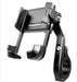 A black metal motorcycle phone mount with a clamp design, featuring the 'EasyDo' brand name on the side, shown against a plain white background.