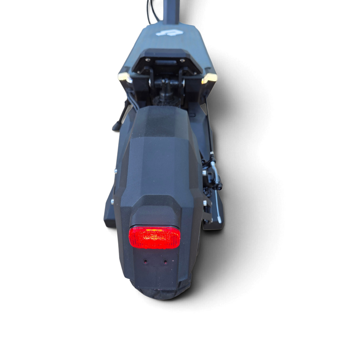 Electric Scooter Shop Punk Roamer electric scooter rear view showing the red tail light and black mudguard